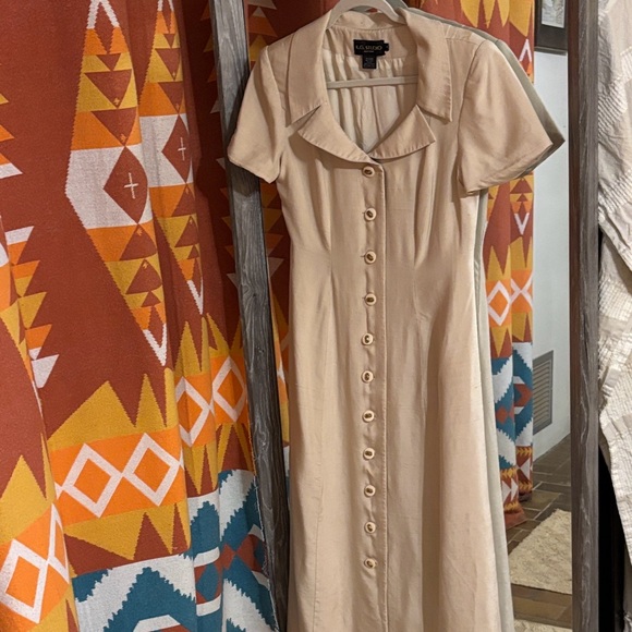 Vintage 80s silk midi shirt dress Sz 6 Sm / M - Picture 17 of 17